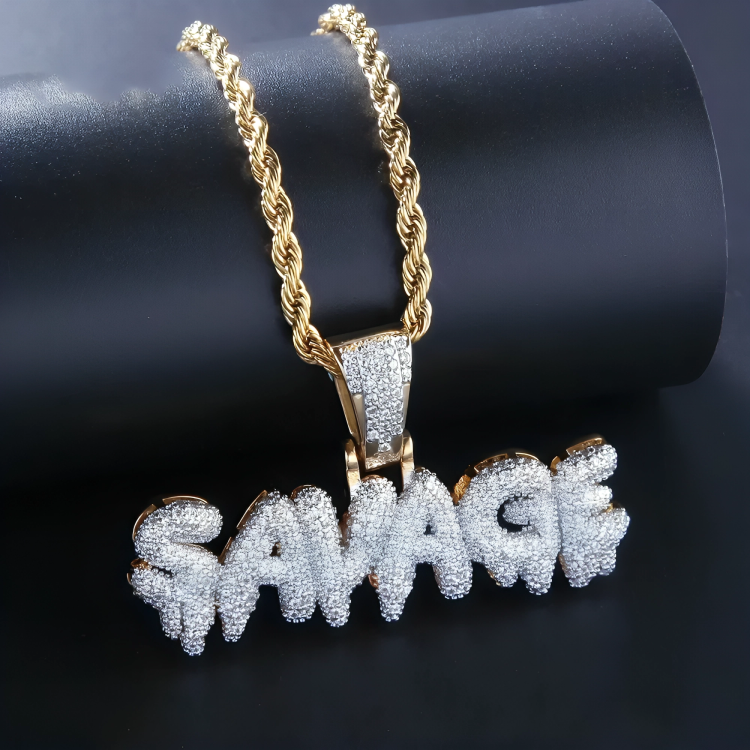 Hip Hop Ice Out Alphabet Savage Halskette